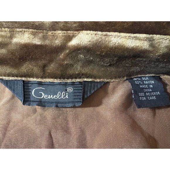 Genelli Silk Blend Velour Disco Retro Geometric Shirt size 3X color gold brown - Picture 2 of 5